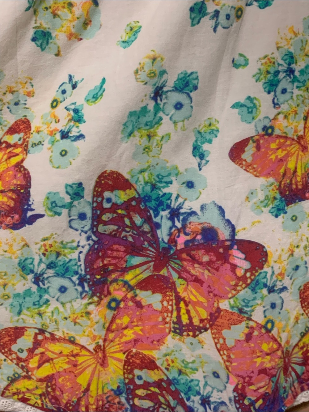 🌸 Sz M Candie's White High Low Midi Skirt with Multicolor Butterfly Print - Picture 11 of 13